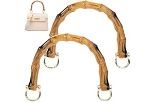 WHC 2 Pezzi Manici per Borse Donna in Simulazione in Bamboo per Borse Uncinetto Artigianale, Fai da Te,Oro Chiaro Manici di Ricambio