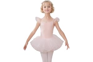 HIPPOSEUS Ragazza Vestito da Balletto Tutu Body Danza Bambina Classica Balletto Abito Manica Corta, Y-04WDM