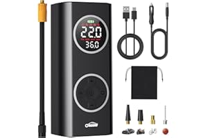 Oasser Przenośny Kompresor Powietrza 6000mAh 150PSI - Elektryczna Pompa do Opon z Dwukolorowym Wyświetlaczem LCD, Automatycznym Wyłączaniem i 4 Końcówkami - Do Samochodów, Motocykli, Rowerów i Piłek