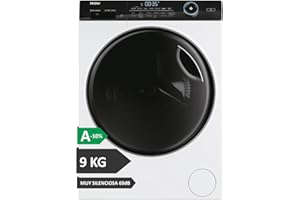 Haier I-Pro Series 5 HW90-B14959EU1IB- Lavadora Carga Frontal 9KG, Función Vapor, Motor Direct Motion, Tratamiento Antibacterias, 1400 RPM, Fin Diferido, Detector Automático de KG, 12 Programas,Blanco