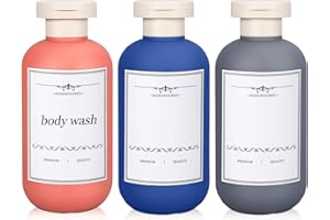 UMETASS 200ml Reiseflaschen zum befüllen, Auslaufsicher Reisezeitset, reisegroß Shampoo Behälter mit Flip-Top Deckel, Leere Reiseflaschen (Dunkelblau-Orange-Grau, 3 Stück)