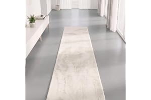 Interiyou matta lång lugg Fargo - 70x200 cm Kräm - Pälsmatta av konstpäls, mjuk, tvättbar, halksäker, fluffig