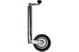 Wiltec Roue Jockey pour remorque – 600 x 250 x 50 mm – DM 48 mm – capacité Max. 362 kg – en Acier galvanisé et Caoutchouc – Béquille Camping Car Caravane