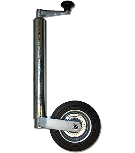 Roue Jockey Renforcée 48mm Tube Nervuré - Bride Fixation Et Goupille Sécurité - Charge 250kg Remorque