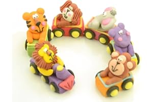 TORTEN DEKO SHOP Tiere im Zug Zucker 6er Set