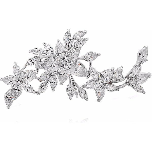 Hanie,Spilla a forma di fiore, da donna, in oro bianco/oro rosa, con zirconi bianchi e rossi, ipoallergenica, placcata in oro 18 carati, colore: Argento, cod. XZ005a