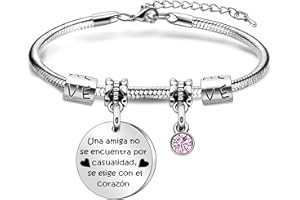 Angelra Amigas Pulseras Regalo de Amistad Pulsera MujerUna Amiga no se Encuentra por Casualidad, Se Elige con el Corazón Colgante de Plata con Grabado para Navidad
