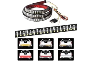 Teguangmei 60"LED Tailgate Light Bar, Triple Row 432LEDs Tailgate Strip Light with 4-Way Flat Connector Wire- Amber Turn Signal Red Brake Running White Reverse Lights Waterproof for Pickup Truck SUV