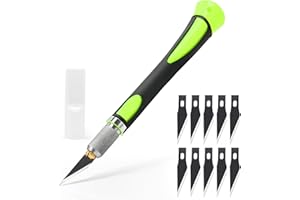 EHDIS Taglierino di Precisione con 10 Lame di Olio Antiruggine, Bisturi Modellismo di Gomma Antiscivolo, Cutter di Precisione, per Lavoro Artistico Taglio, Scultura, verde