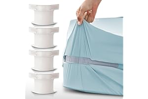 R&B SPORTS & LEISURE Bed Sheet Holder, Bed Sheet Clips, 4 Pack Bedsheet Holder, Bed Sheet Holders For Corners, Bed Accessories, Sheet Holders For Bedding, Bed Sheet Grippers For All Beds and Mattresses, Non Slip White (4)