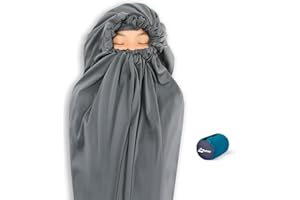 Litume Thermolite All Season Sleeping Bag Liner Add Up to 12°C, Mummy Sleeping Sack Backpacking, Camping, Traveling, Lightweight Sleep Sack with Drawstring Hood (Mummy Style)