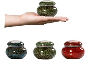 NONE BRAND 3 piccole urne per ceneri umane, 3 pezzi per ceneri umane o animali domestici, mini urna commemorativa in ceramica e cenere sepoltura per familiari e persone amate, verde, rosso)