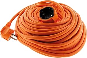 Zenitech, Cable alargador flexible Schuko H05VVF 3G1,5 mm² 10 m Naranja, Cable alargador resistente a la abrasión, Funda de PVC, Uso privado y comercial, Cumple con las normas europeas