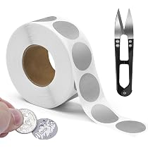 Lot De 300 Autocollants à Gratter Ronds - Diamètre 5 Cm, Couleur Argenté, Pour Cartes Surprises, Jeux, Cadeaux