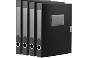 DONGLI 4 Pack Box Files A4,Plastic Filing Box,58mm Spine,A4 Box Files Archiving Box for Office School - Black