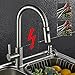 Produktbild 360° Drehbar Niederdruck Küchenarmatur mit herausziehbarem Brausekopf, BONADE Niederdruckarmatur aus 304 Edelstahl Einhandmischer Niederdruck Spüle Küche Spültisch Mischbatterie mit Brause.