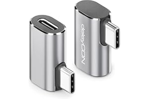 deleyCON Adapter USB-C Kąt 90 Stopni (2 Sztuki) 40Gbps, 240W, 8K60Hz, Aluminiowa Obudowa, Wtyczka Typu C do Gniazda Kompatybilny ze Smartfonem Tabletem Laptopem Notebookiem Switch PC i Wieloma Innymi.
