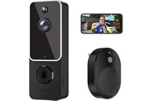 SHARKPOP Doorbell Camera Wireless, WiFi Video Doorbell, Free Chime Ring Included, Indoor/Outdoor Surveillance with Smart Human Detection, 2-Way Audio, Night Vision, Cloud Storage, Live View