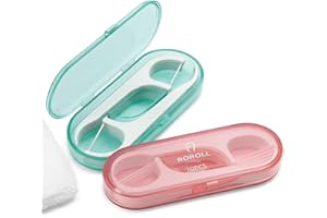 VELLICHOR EUROPE 2 Pack Reusable Dental Floss Picks with Travel Cases – 20 Tooth Picks for Teeth Cleaning – Portable His & Hers Flossing Kit – Oral Care for Home, Work, Travel, Camping – Pink & Green