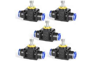 TAILONZ PNEUMATIC Air Flow Control Valve with Push-to-Connect Fitting, in-Line Speed Controller Union Straight - 4MM Tube OD x 4MM Tube OD LSA-4 （Pack of 5）