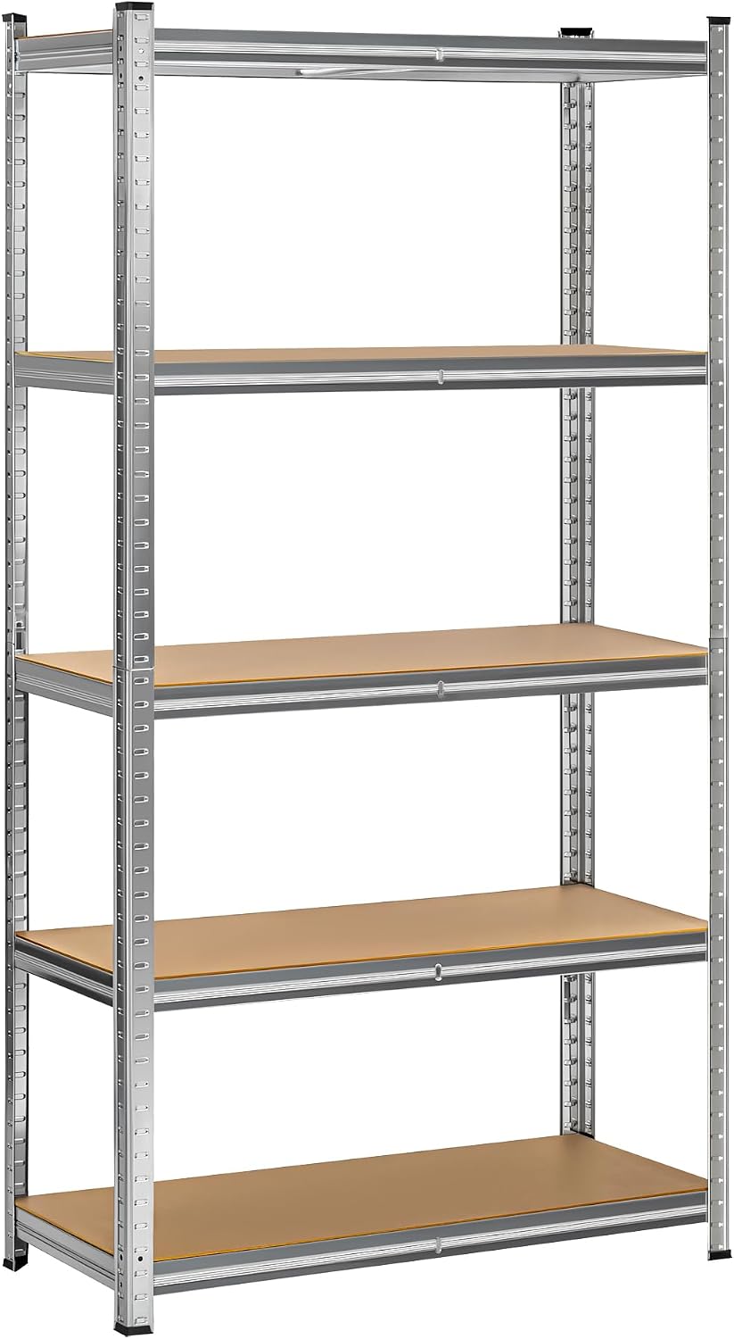 T-LoVendo Estantería Metálica Almacenaje de Acero Galvanizado + 5 Baldas MDF, 180 x 90 x 40cm, Modular, Baldas Ajustables, trastero, Garaje