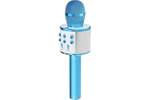 BIZCASA Portable Bluetooth Microphone For Kids Karaoke Wireless Microphone for kids Adults,Mic Speaker Machine,KTV,Home PC/Android/IOS Smartphone Bluetooth Microphone for Party,Singging,Recording (blue)