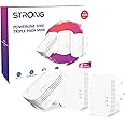 STRONG POWERL1000TRIMINIUK AV1000 Mini Powerline Adapter Starter Kit, Pack of 3, Up to 300m Range, No Configuration Required, UK Plug White
