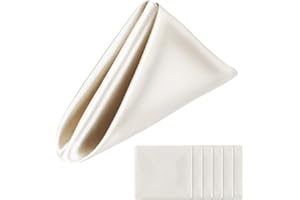 Qianyu 6 servilletas de damasco de 43 x 43 cm, tela suave y sedosa, resistentes al desgarro, lavables, de alta calidad, para bodas, banquetes, fiestas (marfil)