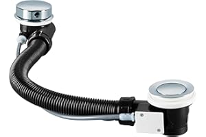 LITEET Upgraded Bath Waste and Overflow Kit Chrome Pop Up Bath Plug Bath Drain (Bathwaste)