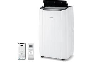 COSTWAY 6 en 1 Aire Acondicionado Portatil 14000BTU, Enfriador de Aire Silencioso WiFi App/Contro Remoto y Deshumidificador, 24H Temporizador, 3 Velocidades, Pantalla LED, 60°Oscilación, Cobertura 65㎡