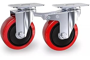 Tiffora Heavy Duty Double Bearing 100mm Swivel Castor Wheel Trolley Furniture Caster 700KG (Pack of 2 (1 with Brake & 1 without Brakes))