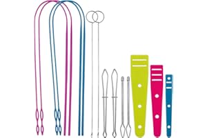 maxin Kit per anelli da cucito, 13 pezzi, accoppiatore ad anello, infila flessibile, utensile per tornitura ad anello lungo con clip in metallo di bloccaggio, pinzette, infila plastica