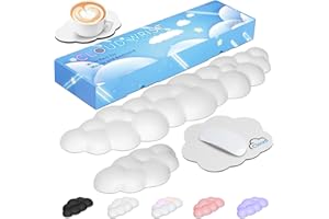 JIKIOU Cloud Handgelenkauflage Tastatur aus Leder mit rutschfester PU-Basis, bequemer Memory-Schaum für Computer, Laptop, Mac, Gaming, Büro und Schmerzlinderung