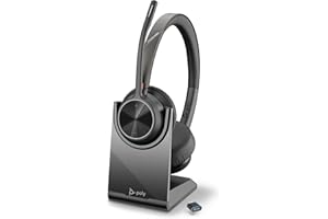 Poly Voyager 4320 UC Wireless Headset & Charge Stand -Noise-Canceling Boom Mic - Connect PC/Mac/Mobile via Bluetooth - Works w/Teams, Zoom, & More