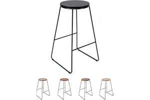 THE SECRET HOME - Taburete de Madera y Metal - Alto. 71 cm x Largo. 42 cm x Ancho. 42 cm - Color Negro - Asiento Extra para el Hogar - Ideal para Cocina (Modelo 1)