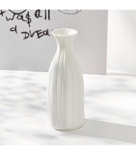 Vaso In Ceramica Bianca Moderno - Decorazione Elegante Per Tulipani, Tavolo O Ufficio (20x10 Cm)