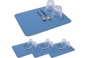 Terafeels Place Mats Set of 4 Waterproof Heat Resistant Durable Tablemats for Kitchen Dinner Easy to Clean No Slip Placemats，40 x 30 cm,168002-Blue002