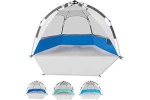 Mansader Pop Up Beach Tent for 3-4 Person, Instant Pop Up Shelter with UPF 50+ UV Protection, Waterproof Beach Tent Lightweight Easy Setup Dark Blue