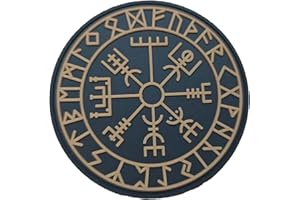 TS TACTICAL STORE Écusson PVC VEGVISIR VIKING COMPASS BROWNPatch 3D PVC Scratch Hook Loop 80 mm | Broche patch MILITAIRE 3D pour sacs à dos militaires | Idéal outdoor, randonnée, airsoft, survie TS-PTCH-VKGBBRW
