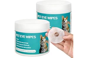 RUIYUNZHUZHU Dog Eye Wipes Tear Stain Pre-Soaked Remover Safe & Easy For Dogs & Cats Dog Wipes Biodegradable Gently Removes Tear Stain, Debris, Discharge, Crust