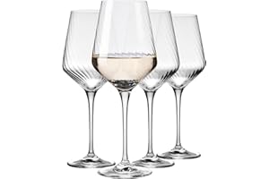 ‎KROSNO Krosno Teksturowane kieliszki do wina, 450 ml – Komplet 4 sztuk | Do czerwonego, białego, musującego i koktajli | Projekt kolekcji LUMI | Można myć w zmywarce | Bezołowiowe szkło kryształowe
