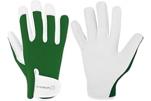 WESTWOOD FOX Rękawice ogrodnicze skórzane damskie/męskie Rękawice ogrodowe odporne na ciernie, rękawice ochronne, najwyższa jakość (Green, M)