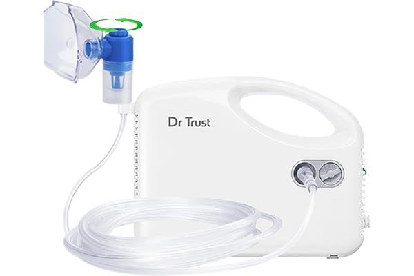 Dr Trust USA Compressor Nebulizer Machine Complete Kit for Adults and Kids with Mask (White)