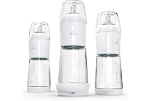 snoozi Set - 3x Nachtflasche mit Flaschenwärmer (3 Flaschen/Fütterungen pro Nacht), Babyflasche für die Nacht