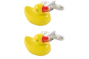 COLLAR AND CUFFS LONDON - Premium Cufflinks with Presentation Gift Box - Duck - Bath River Fun Toy Bathroom Animal - Yellow and Red Colours