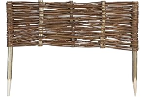 Mcsammler Weide Beeteinfassung in 16 Größen Weidenzaun Rasenkante Beetbegrenzung Steckzaun imprägniert mit Buchepflöcken für leichtes Einsetzen Palisade Länge: 60 cm Höhe: 20 cm