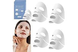 LAMVPINY Bio-Collagen Face Mask Overnight,4 Pièces Masque Collagene Visage,Masque Bio-Collagene,Masque Hydratant Visage pour les Peaux Sèches Ternes,Collagène Bio Mask Femme et Homme (M)