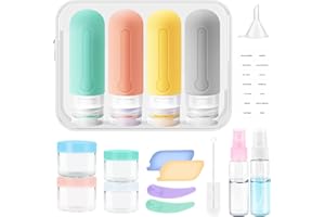 ‎DALUGO 18 Stück Reiseflaschen Set, Dalugo Silikon Reiseflaschen Zum Befüllen, BPA freie Auslaufsicher Reisegröße Behälter für Shampoo Conditioner Lotion Seife