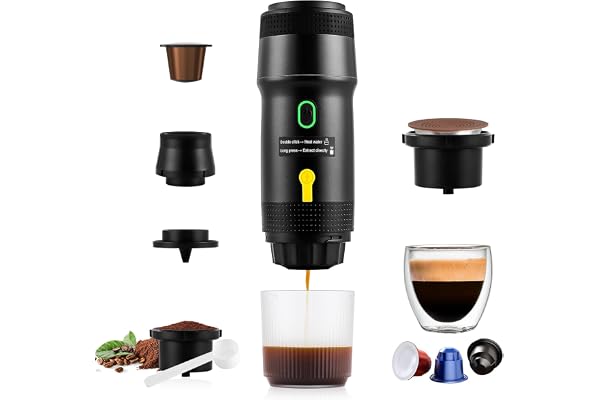 obecilc Machine à expresso portable, 20 bars, 3 en 1, auto-chauffante, compatible avec le café moulu et les capsules, pour la randonnée, le bureau et le camping-car.