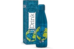 IDRINK I-Drink Botella Térmica Doble Pared 350/500/750/1.000 ML, Decorada (350 ML, Mundo)